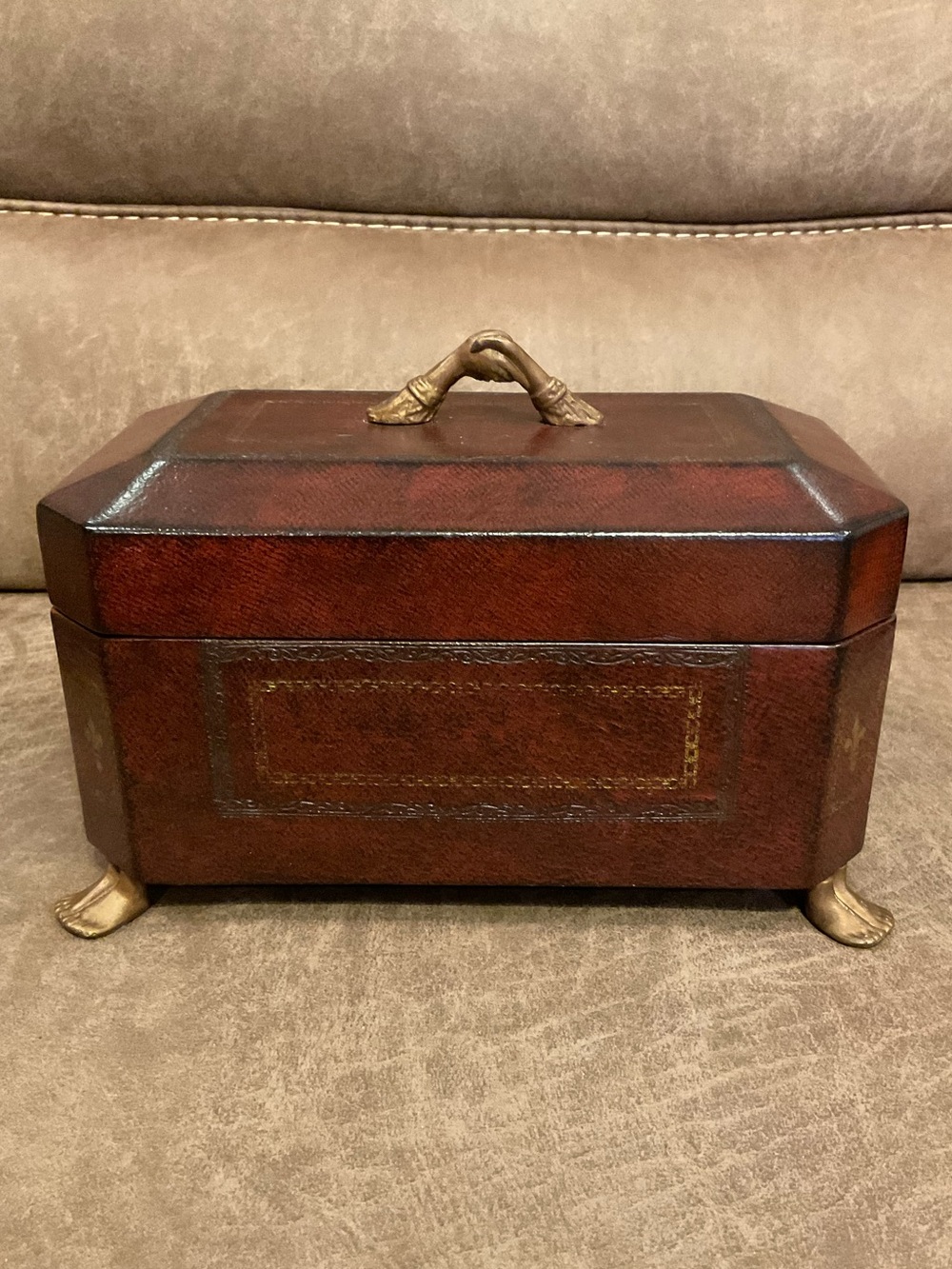 Vintage Maitland Smith Red Leather Hands and Feet Chest